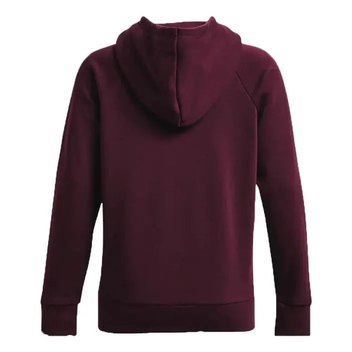 Burgundy hooded sweatshirt displayed from the back, featuring Under Armour design