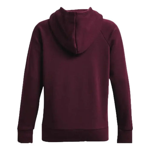 Burgundy hooded sweatshirt displayed from the back, featuring Under Armour design