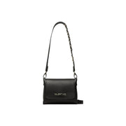 Schwarze Valentino-Umhängetasche aus strukturiertem Leder mit Kettenriemen und Nieten, Schultertasche aus Polyurethan, B 19 cm