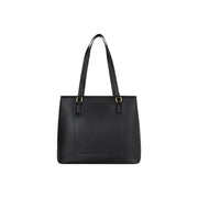 Schwarze Valentino-Tasche aus Leder für Damen mit goldfarbenen Beschlägen und Vordertasche, Schultertasche aus Synthetik