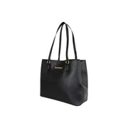 Schwarze Valentino-Tragetasche aus strukturiertem Leder mit goldfarbenen Beschlägen, Schultertasche aus Synthetik, B 34 x H 29 x L 15 cm