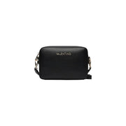 Schwarze Valentino-Umhängetasche aus strukturiertem Leder mit goldfarbenen Beschlägen und Polyurethan-Details, 23 cm breit, für Damen