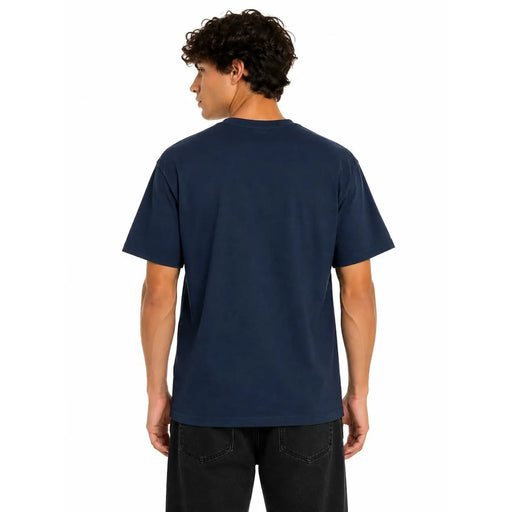 Marineblaues Vans Herren-T-Shirt aus Baumwolle mit kurzen Ärmeln und Rundhalsausschnitt, perfekt für die Freizeit.