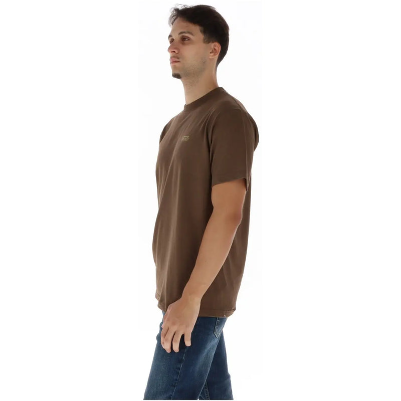 Braunes Vans Herren-T-Shirt aus Baumwolle mit kurzen Ärmeln und kleinem Logo auf der Brust für die Freizeit.