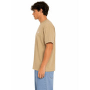 Beigefarbenes Vans Herren-T-Shirt aus Baumwolle mit Rundhalsausschnitt und kleinem weißen Logo auf der linken Brust