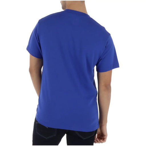 Vans men t shirt blue cotton short sleeve crew neck solid royal blue casual wear