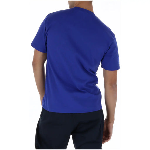 A vibrant royal blue Vans men t shirt with short sleeves crew neck made of 100 percent cotton