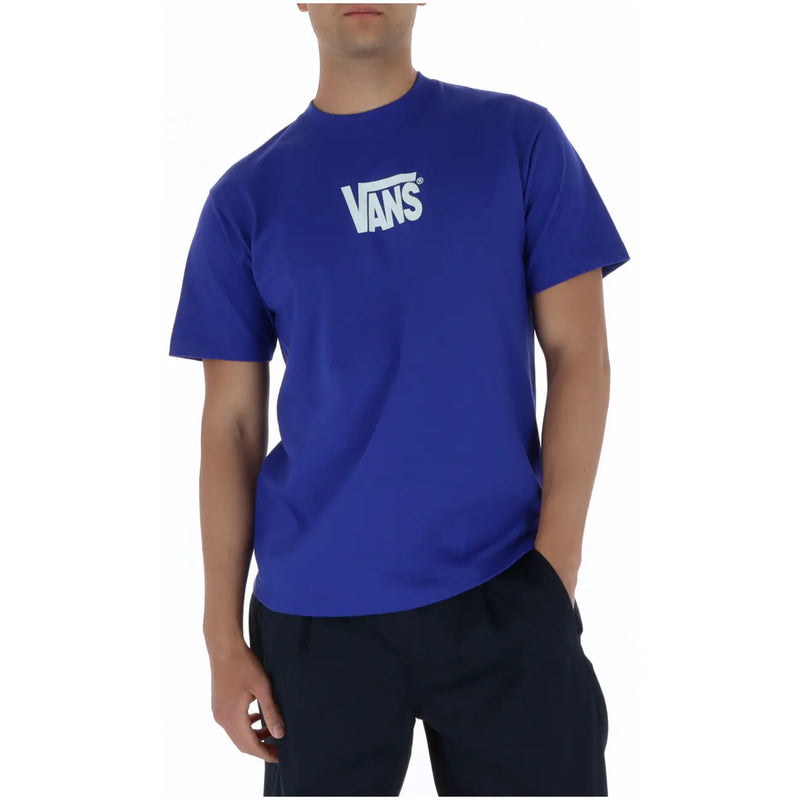 Royal blue vans men t shirt with white logo on chest round neck 100% cotton casual wear