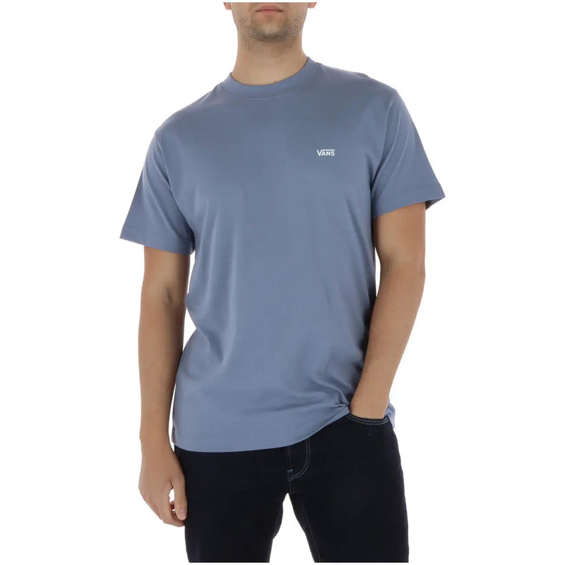 Vans Herren-T-Shirt, hellblau, kurzärmelig, aus Baumwolle, mit Rundhalsausschnitt und kleinem weißen Logo auf der linken Brust