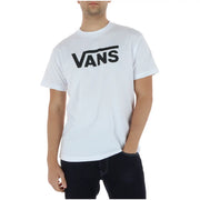 Weißes Vans Herren-T-Shirt aus Baumwolle mit Rundhalsausschnitt und schwarzem Vans-Logo auf der Brust
