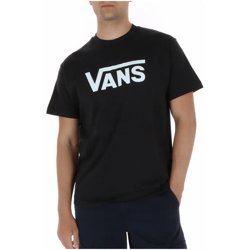 Schwarzes Vans Herren-T-Shirt aus Baumwolle mit auffälligem weißen Logo auf der Brust