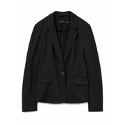 Vero moda Schwarzer Damenblazer aus Baumwolle mit V-Ausschnitt, einem Knopf und aufgesetzten Taschen für formelle Anlässe