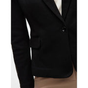 Vero moda Schwarzer Damenblazer aus Baumwolle mit einem Knopf, aufgesetzter Tasche und AV-Ausschnitt