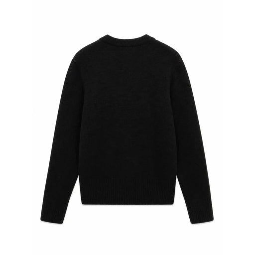 Vero Moda Schwarzer Damen-Strickpullover mit Rundhalsausschnitt und glatter, einfarbiger Strickstruktur.