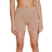 Beigefarbene, nahtlose Shorts mit hohem Bund und geripptem Bund aus Polyamid und Elastan von Vero Moda schwarze Damenshorts