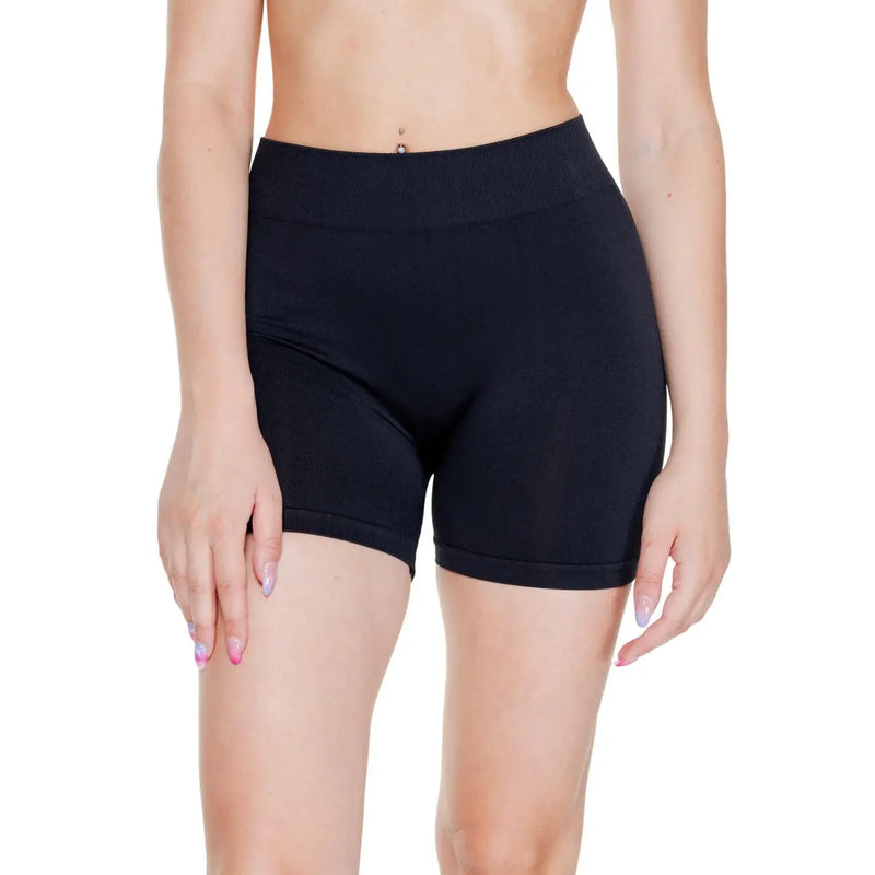 Vero Moda Schwarze Damen-Shorts mit hohem Bund aus dehnbarem, nahtlosem Polyamid-Elastan-Gewebe