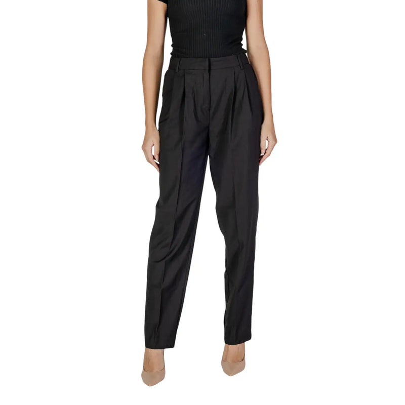 Vila Clothes black high-waisted pleated trousers, tailored fit