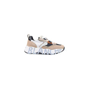 Schwarze Wildleder-Sneaker für Damen von Voile Blanche mit beiger, weißer und schwarzer, klobiger Sohle und markantem Blanche-Logo.