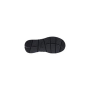 Schwarze Gummisohle mit strukturiertem Gitterprofil an der Rückseite der schwarzen Wildleder-Sneaker von Voile Blanche für Damen