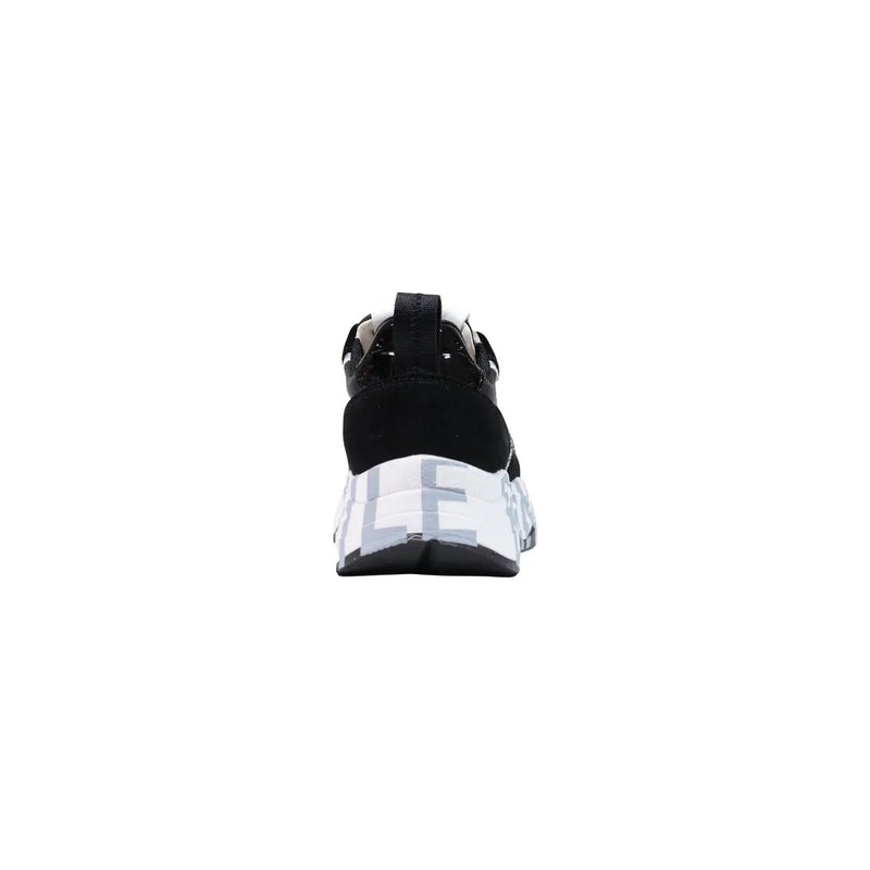 Voile Blanche Damen-Sneaker aus schwarzem Wildleder mit klobiger Sohle und markantem geometrischem LF-Logo auf transparenter Zwischensohle