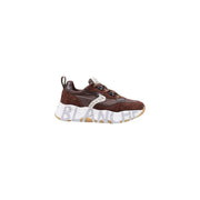 Voile blanche Damen-Sneaker aus braunem Wildleder mit braunem Wildleder- und Lederfutter, weißer, klobiger Sohle und grauem, gebleichtem Logo