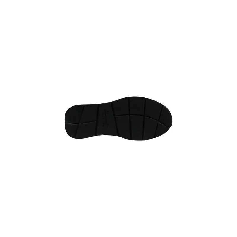 Schwarze Gummisohle mit Gittermuster und dezentem Markenlogo auf grauen Voile Blanche Damen-Sneakers aus Wildleder.