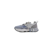 Voile Blanche Damen-Sneaker aus grauem Wildleder mit klobiger Sohle, hellblauen Akzenten, weißer Zwischensohle und schwarzer Außensohle