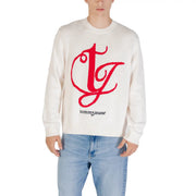 Weißer Pullover mit auffälligem rotem Logo für stilvolle Freizeitkleidung