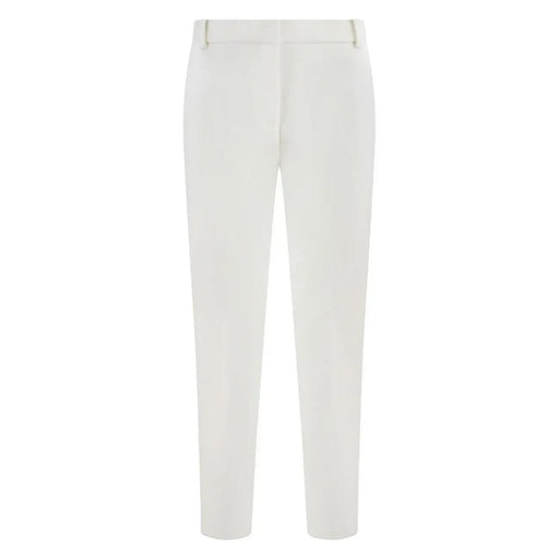 White Pinko viscose blend trousers with straight-leg cut and subtle creasing