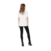 Weißes, kurzärmeliges Damen-T-Shirt aus Viskosemischung t-shirt mit lockerer Passform und weichem Stoff, geeignet für Freizeitkleidung