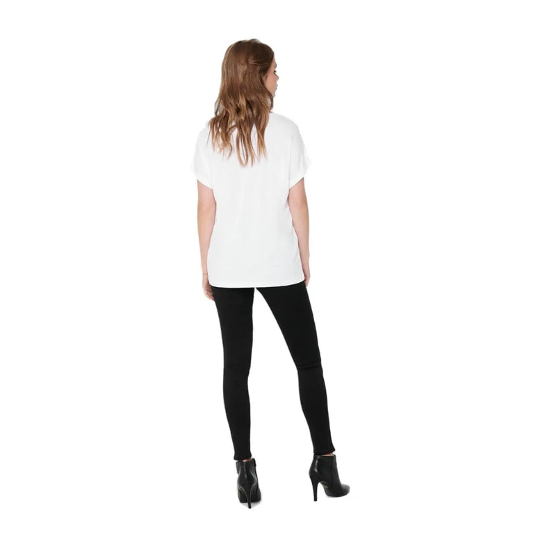 Weißes, kurzärmeliges Damen-T-Shirt aus Viskosemischung t-shirt mit lockerer Passform und weichem Stoff, geeignet für Freizeitkleidung